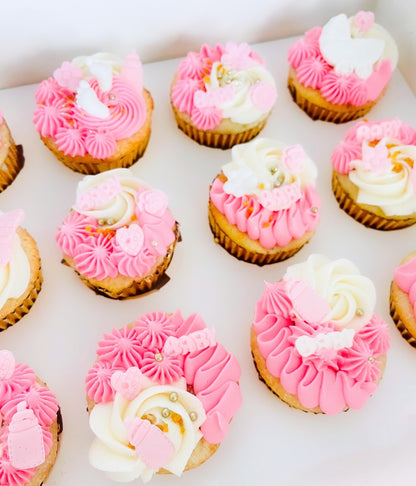 Pink Baby Shower Cupcakes