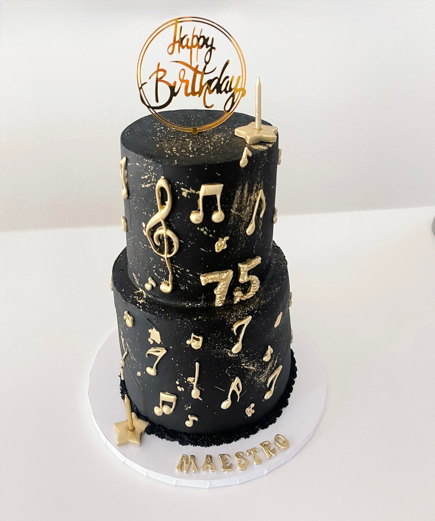 Black & Gold Music Birthday Cake🎶