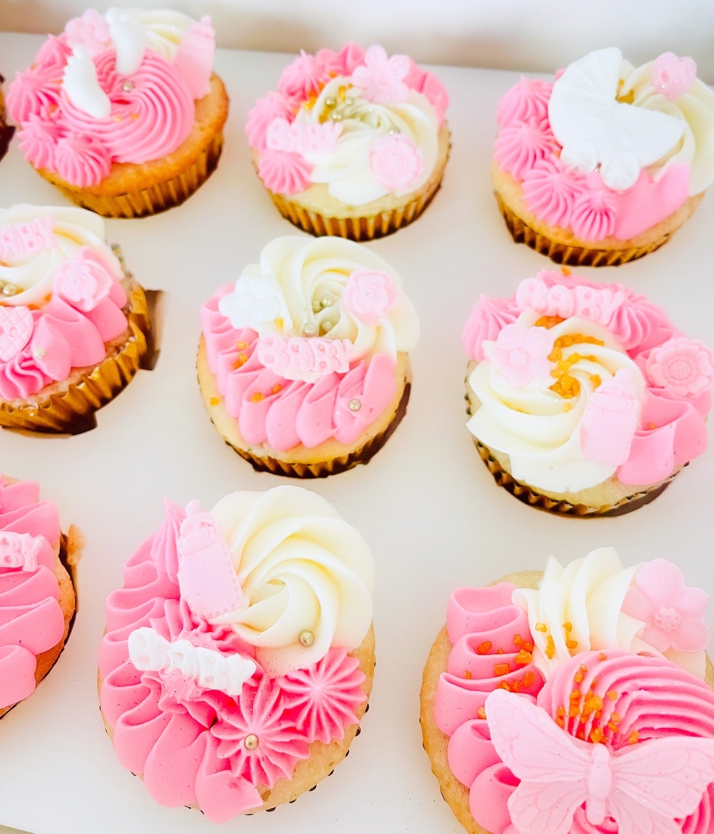 Pink Baby Shower Cupcakes